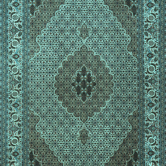 Machine Washable Medallion Light Blue Traditional Rug, wshtr2108lblu