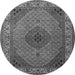 Machine Washable Medallion Gray Traditional Rug, wshtr2108gry