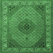 Square Medallion Emerald Green Traditional Rug, tr2108emgrn