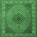 Square Machine Washable Medallion Emerald Green Traditional Area Rugs, wshtr2108emgrn