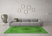 Machine Washable Medallion Green Traditional Area Rugs in a Living Room,, wshtr2108grn