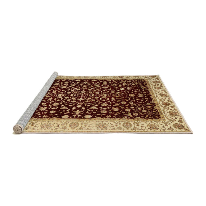 Sideview of Machine Washable Traditional Saffron Red Rug, wshtr2109
