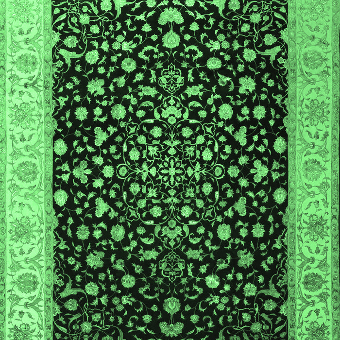 Machine Washable Oriental Emerald Green Traditional Area Rugs, wshtr2109emgrn