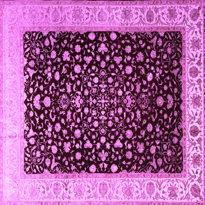 Square Machine Washable Oriental Purple Traditional Area Rugs, wshtr2109pur