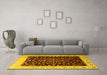 Machine Washable Oriental Yellow Traditional Rug in a Living Room, wshtr2109yw