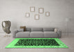 Machine Washable Oriental Emerald Green Traditional Area Rugs in a Living Room,, wshtr2109emgrn