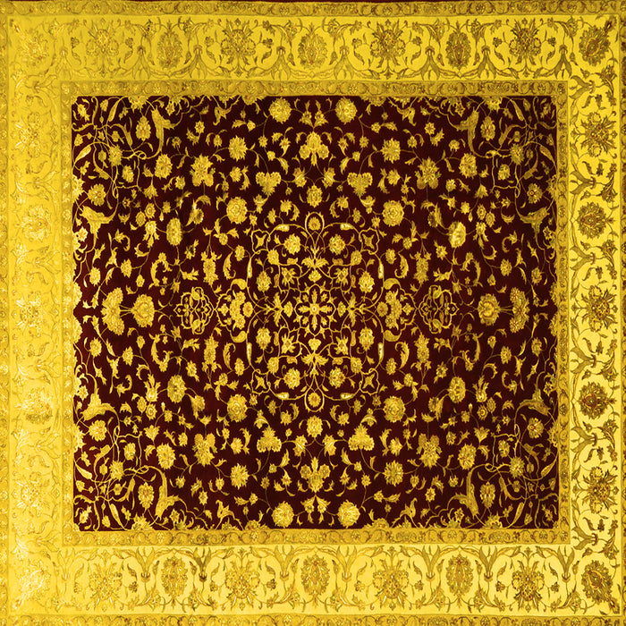 Square Oriental Yellow Traditional Rug, tr2109yw