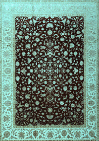 Oriental Light Blue Traditional Rug, tr2109lblu