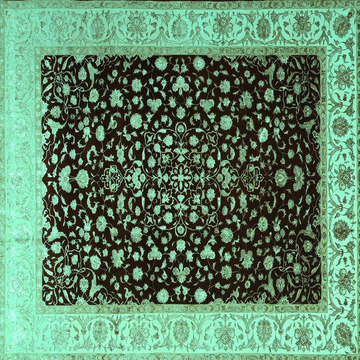 Square Oriental Turquoise Traditional Rug, tr2109turq
