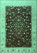 Machine Washable Oriental Turquoise Traditional Area Rugs, wshtr2109turq