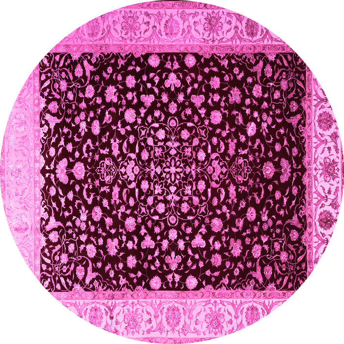 Round Oriental Pink Traditional Rug, tr2109pnk