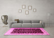 Machine Washable Oriental Pink Traditional Rug in a Living Room, wshtr2109pnk