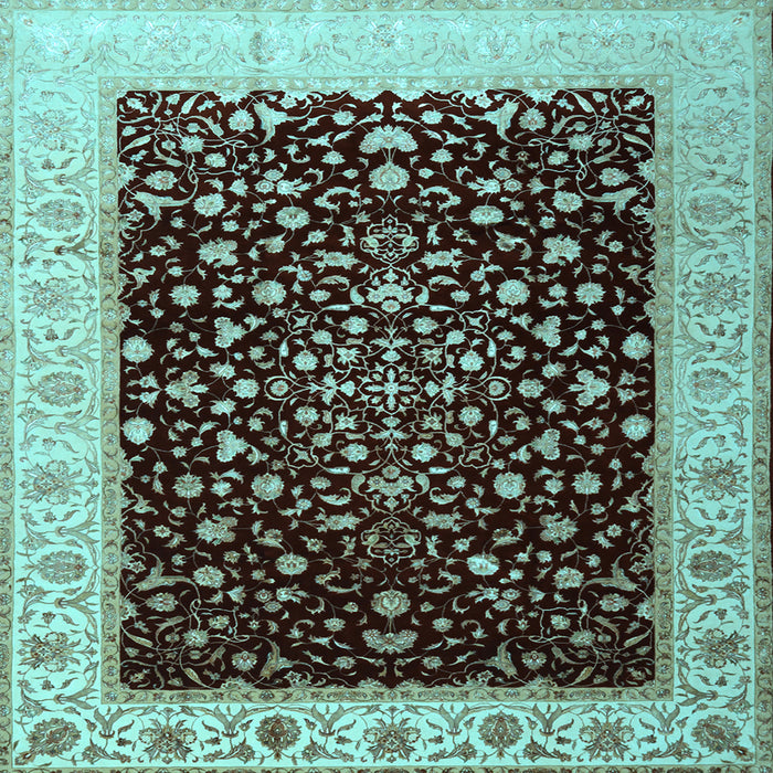 Square Oriental Light Blue Traditional Rug, tr2109lblu