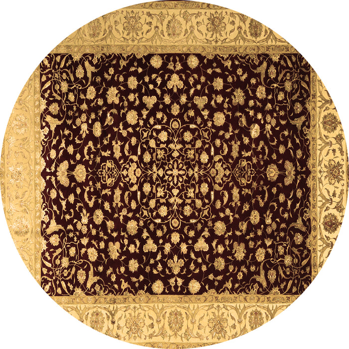 Round Oriental Brown Traditional Rug, tr2109brn