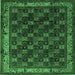 Square Machine Washable Persian Emerald Green Traditional Area Rugs, wshtr210emgrn