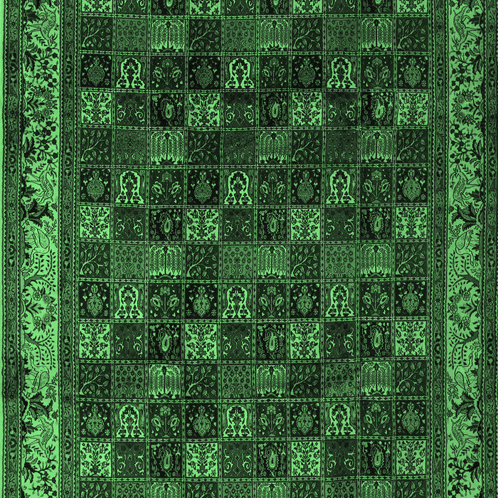 Machine Washable Persian Emerald Green Traditional Area Rugs, wshtr210emgrn