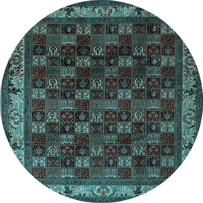 Round Machine Washable Persian Light Blue Traditional Rug, wshtr210lblu