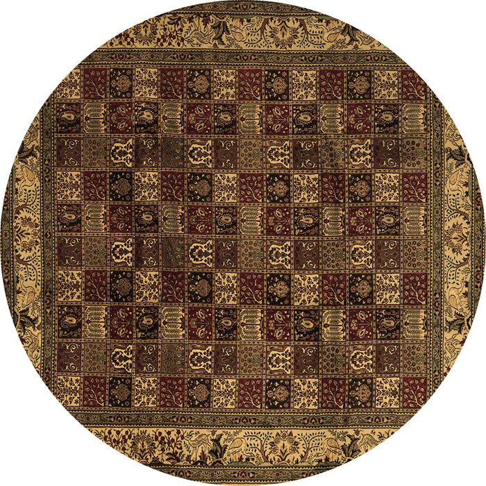 Round Machine Washable Persian Brown Traditional Rug, wshtr210brn