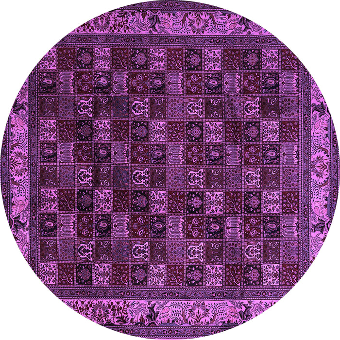 Round Machine Washable Persian Purple Traditional Area Rugs, wshtr210pur