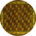 Round Persian Yellow Traditional Rug, tr210yw