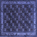 Square Machine Washable Persian Blue Traditional Rug, wshtr210blu