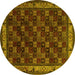 Round Machine Washable Persian Yellow Traditional Rug, wshtr210yw