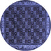 Round Machine Washable Persian Blue Traditional Rug, wshtr210blu