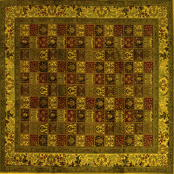Square Machine Washable Persian Yellow Traditional Rug, wshtr210yw