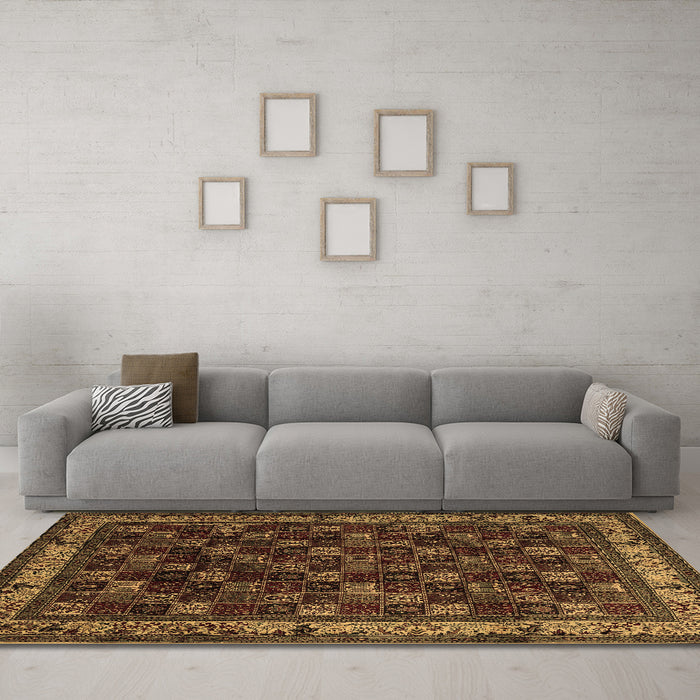 Machine Washable Persian Brown Traditional Rug in a Living Room,, wshtr210brn