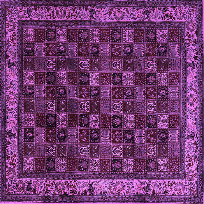 Square Machine Washable Persian Purple Traditional Area Rugs, wshtr210pur