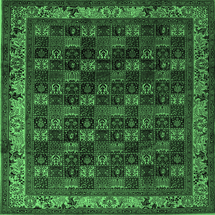 Square Persian Emerald Green Traditional Rug, tr210emgrn