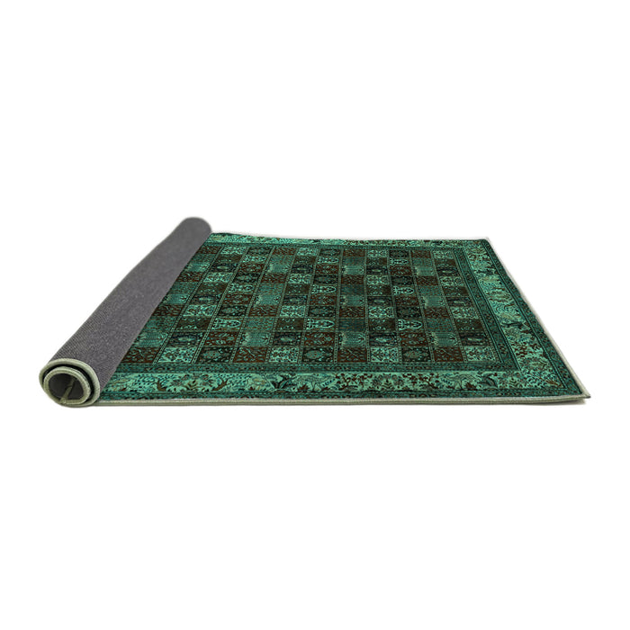 Sideview of Persian Turquoise Traditional Rug, tr210turq
