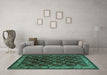 Machine Washable Persian Turquoise Traditional Area Rugs in a Living Room,, wshtr210turq