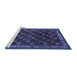 Sideview of Machine Washable Persian Blue Traditional Rug, wshtr210blu