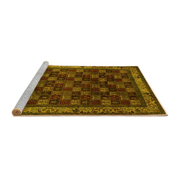 Sideview of Machine Washable Persian Yellow Traditional Rug, wshtr210yw