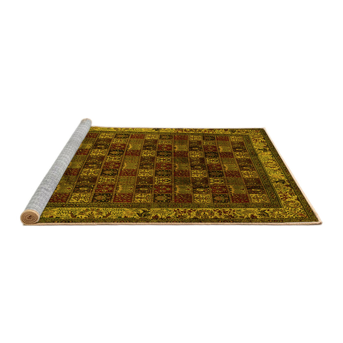 Sideview of Machine Washable Persian Yellow Traditional Rug, wshtr210yw
