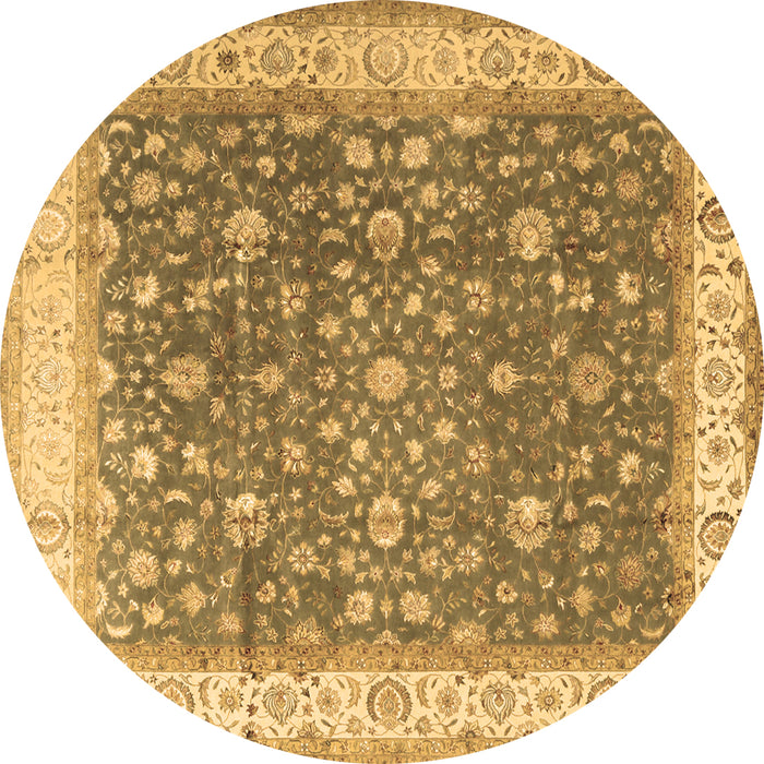 Round Persian Brown Traditional Rug, tr2110brn