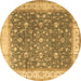 Round Persian Brown Traditional Rug, tr2110brn