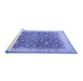 Sideview of Machine Washable Persian Blue Traditional Rug, wshtr2110blu