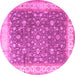 Round Machine Washable Persian Pink Traditional Rug, wshtr2110pnk