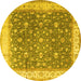 Round Machine Washable Persian Yellow Traditional Rug, wshtr2110yw