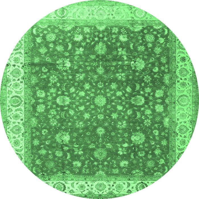 Round Persian Emerald Green Traditional Rug, tr2110emgrn