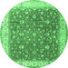 Round Persian Emerald Green Traditional Rug, tr2110emgrn