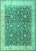 Machine Washable Persian Turquoise Traditional Area Rugs, wshtr2110turq