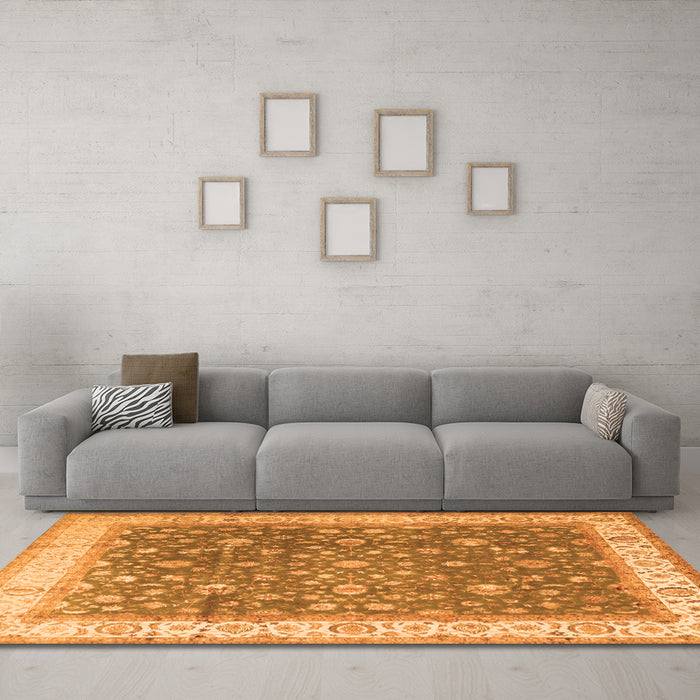 Machine Washable Persian Orange Traditional Area Rugs in a Living Room, wshtr2110org
