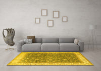 Machine Washable Persian Yellow Traditional Rug, wshtr2110yw