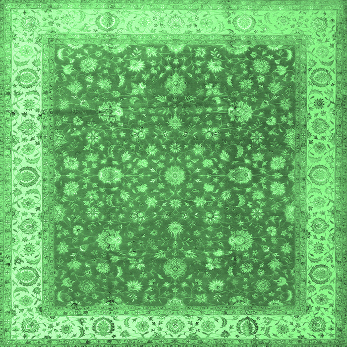 Square Persian Emerald Green Traditional Rug, tr2110emgrn