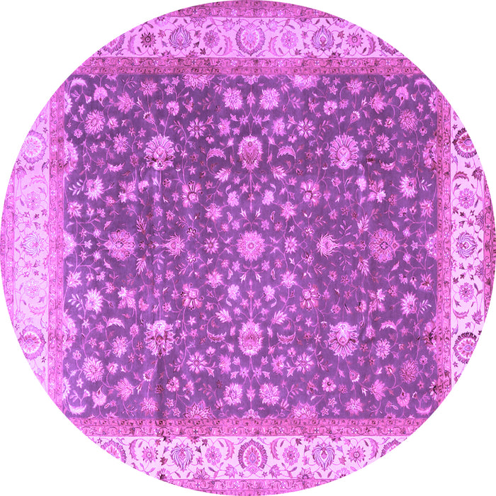 Round Machine Washable Persian Purple Traditional Area Rugs, wshtr2110pur