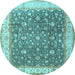 Round Machine Washable Persian Light Blue Traditional Rug, wshtr2110lblu