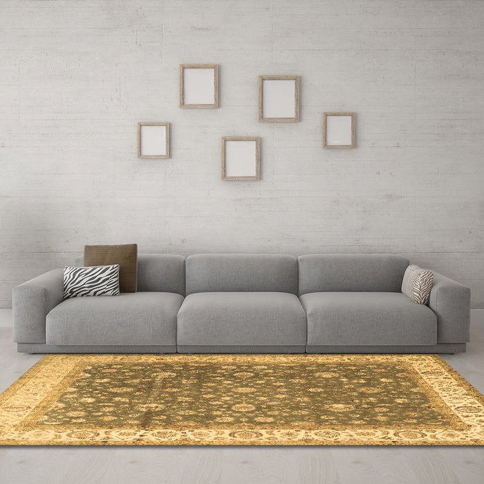 Machine Washable Persian Brown Traditional Rug in a Living Room,, wshtr2110brn